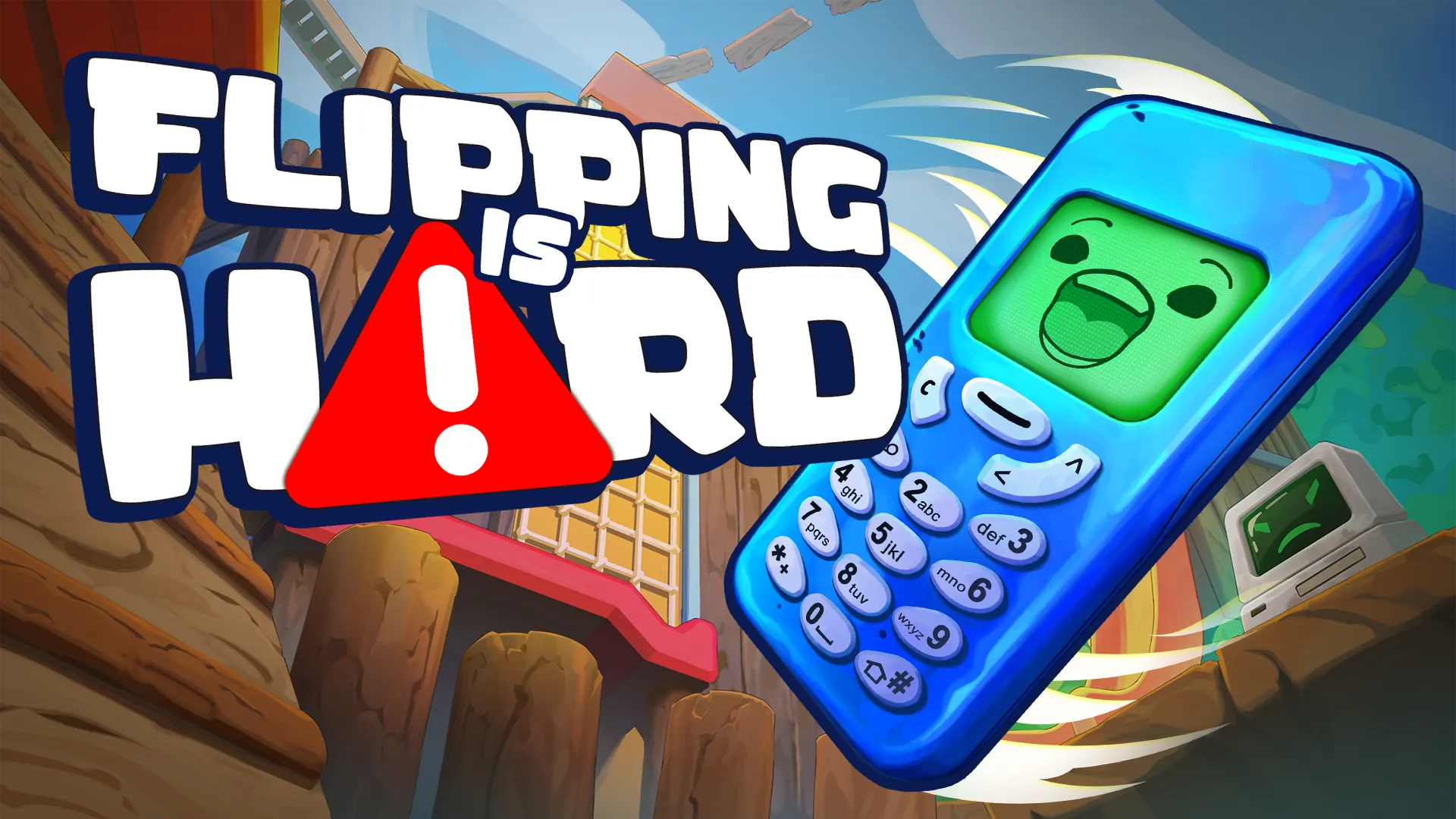 Flippyとゲームタイトルを描いたFlipping is Hardの公式キーアート
